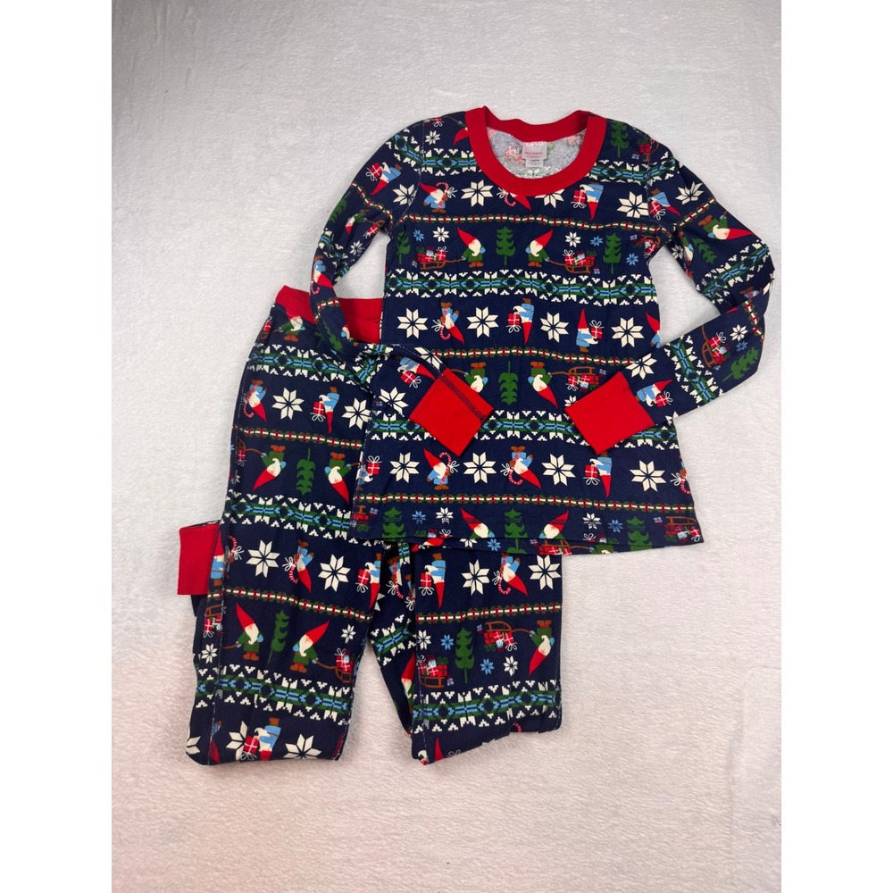 Hanna Andersson Kids Small Organic Cotton Gnome Holiday Pajama Set Navy FWH22